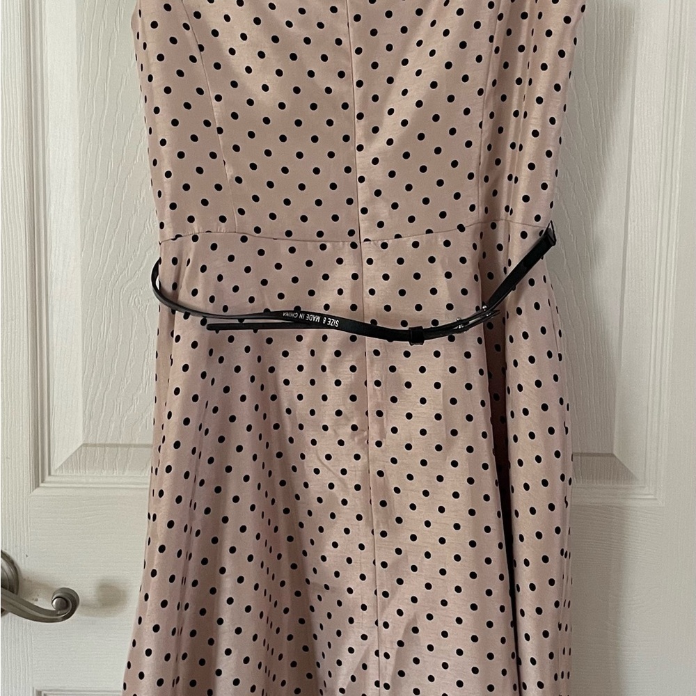 Vintage Kasper Strapless Dress in Cream with Black Polka Dots - Picture 6 of 7